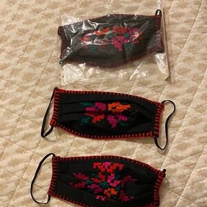 Embroidered Black Face Masks with Colorful Patterns
